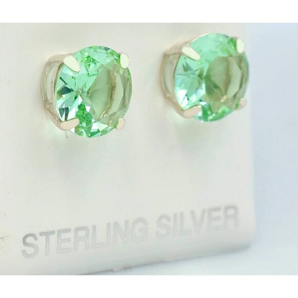 Created 10.12 Cts Green Fluorite Earrings Solid .925 Silver - Picture 3 of 5